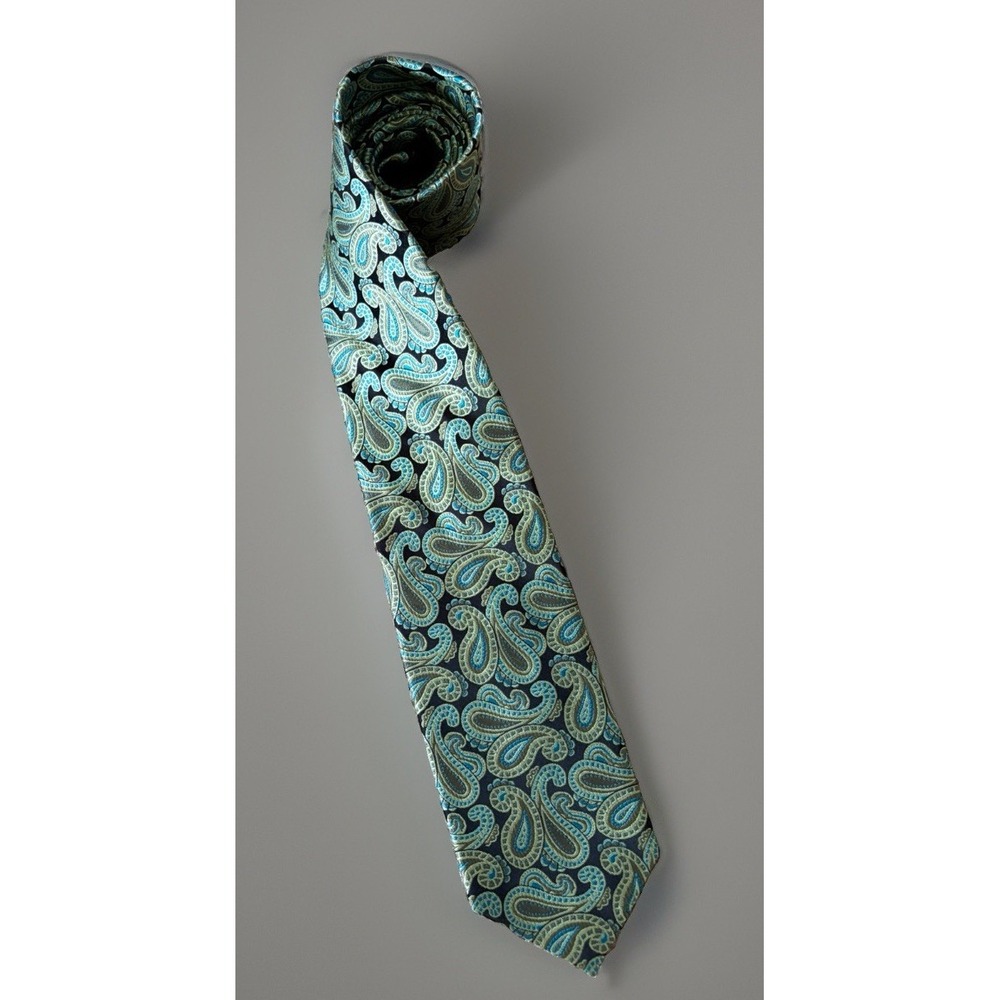 Bardelli Roma Neckwear Tie Black Gold Paisley 100% Silk Made In USA JBHS
